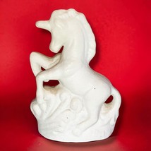 Vintage Bisque Small Unicorn Figurine Ceramic 2.5&quot; White Unpainted - $8.52