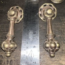 Two Vintage Tear Drop Pendant Brass Handles Drawer Pulls - $17.99