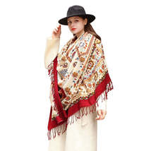 Anyyou 100% Pure Merino Wool Red Poncho Winter Large Scarf Pashmina Shawl Bandan - $97.90+