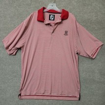 Footjoy FJ Golf Polo Shirt Mens L Red Striped Prodry Lisle Performance Stretch - £21.21 GBP