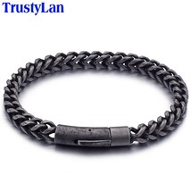 Dropshipping 6MM Link Chain Bracelet Men Cool Black Stainless Steel Friendship M - £23.62 GBP