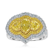 GIA 2.20CT Natural Fancy Yellow Pear Diamond Ring 18k White Gold Art Dec... - $4,974.20