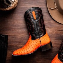 ALABAMA Genuine Ostrich Skin Cowboy Boot from the Western Collection Orange image 10