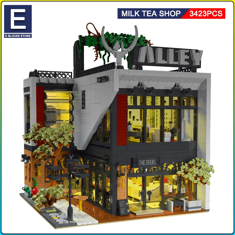 MOC-123898 Modern The Deers Milk Tea Shop Modular Architecture Model City Street - £212.01 GBP