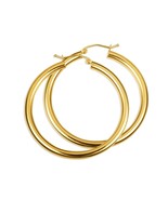 14K Yellow Gold Tube Hoop Earrings 3mm - $147.83+