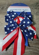 2 Pack of Patriotic Bows 8&quot;. 4th of July Memorial Day Decor Stars and Stripes. - £10.52 GBP