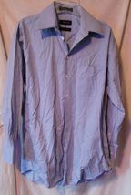 Men's Claiborne Dress Shirt Size Medium 15.5/32-33 Wrinkle Free Solid Blue - $12.99