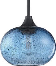 Vintage Glass Pendant Light Fixture Industrial Hanging Blue Kitchen Island Clear - £58.60 GBP
