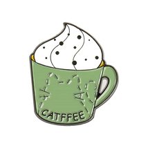 Cute Cloths Cat Coffee Cup Badge Cartoon Brooch DIY Decoration Backpack Enamel P - £7.72 GBP+