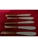 5 Vintage Woooden Handled Hors D’oeuvre Cocktail Knives Stainless Blades - $169.16 MXN