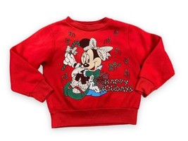 Vtg 90s Disney Minnie Mouse Happy Holidays Red Sweatshirt Youth Kids 26” Chest - $17.33