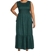 Terra And Sky Teal Leopard Smocked Maxi Dress -Pockets- Plus 3X - £19.69 GBP