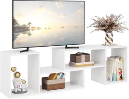 Devaise Media Console Bookshelf For Living Room, White Flat Screen Tv Stand For - £78.30 GBP