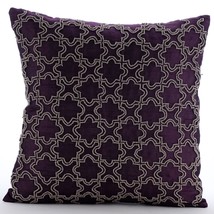 Beaded Lattice Trellis 16&quot;x16&quot; Art Silk Purple Pillows Cover, Magical Chase - £27.53 GBP+