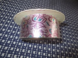 NEW 1 7/16&quot; LAVENDER FLORAL ACETATE &amp; GOLD METALLIC Ribbon - 10 Yd. Roll - $5.00