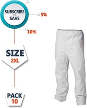 10 Pairs White Disposable Microporous Polypropylene Scrub Pants Large Waterproof - £23.24 GBP