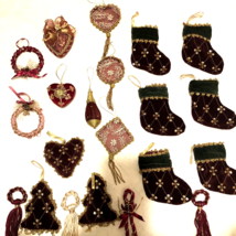 Velvet Ornaments Victorian Trim Beaded Sequin Pin  Ornaments lot of 22 pcs. - £84.46 GBP