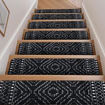 Elegant 15-Piece Black Moroccan Non-Slip Stair Treads - 30x8 for Indoor ... - $139.54