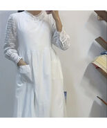 Womens Plus Size 2x Front &amp; Back New White 100% Cotton &amp; Linen Bib Apron... - $23.31 CAD