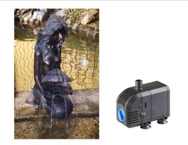 Michelle Mermaid Pond Spitter Fountain Water Feature with Submersible Pond Pump - £142.07 GBP