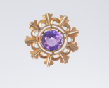 18K Solid Gold 12MM Purple / Violet Sapphire Gem Gemstone  Pin Brooch  E... - $1,564.99