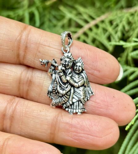 925 Sterling Silver Lord Radha Krishna Pendant, Wearing Temple, Puja 4.1 gm Item image 4
