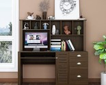 Home Office Computer Desk With Hutch,Tall Large Open Book Shelf Storage ... - $663.99
