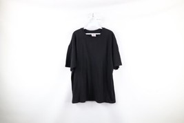 Vintage 90s Streetwear Womens XL Faded Blank Short Sleeve T-Shirt Black Cotton - £30.97 GBP
