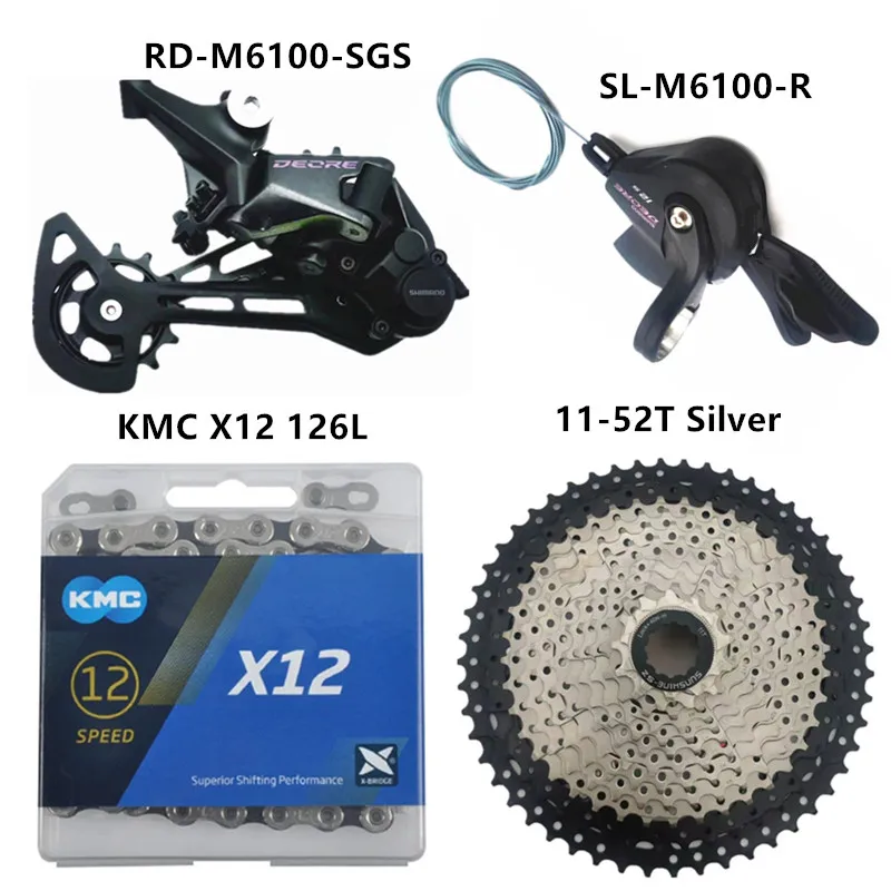 6100 12 speed derailleur groupset mtb m6100 shifter rear derailleur kmc x12 sunshine sz thumb200