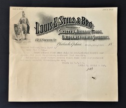 1898 Antique Stilz Bros Receipt Phila Pa Secret Society Military Uniform Heibeck - £27.25 GBP