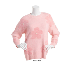 Nanette Lepore Pink Flower &amp; Pearl Sweater NWT Sz L - £23.74 GBP