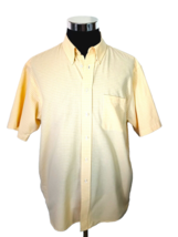 Croft &amp; Barrow Shirt Men&#39;s Size 17 Yellow Checked Button Front Blended Casual SS - £14.94 GBP