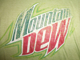 Mountain Dew Soda Pop Beverage Green 52/48 Graphic Print T Shirt - L - $16.28