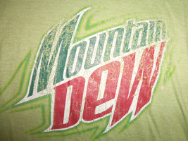 Mountain Dew Soda Pop Beverage Green 52/48 Graphic Print T Shirt - L - £12.78 GBP