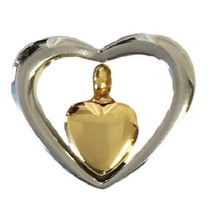 Stainless Steel Heart Within a  Heart Cremation Urn Pendant w/20-inch Necklace - £71.93 GBP