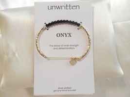 Unwritten 7&quot; Silver Plated Genuine Onyx (4mm) Bracelet Y502 $55 - £16.95 GBP