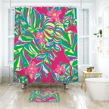 Lilly Pulitzer Jungle Trouble Shower Curtain Bath Mat Bathroom Waterproof - £18.31 GBP+