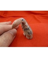 y-bir-to-44) little tan red Toucan tropical bird soapstone carving love ... - $8.59