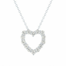 Lab Created White Sapphire Heart Pendant Necklace In Sterling Silver NEW - £49.00 GBP