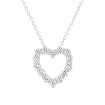 Lab Created White Sapphire Heart Pendant Necklace In Sterling Silver NEW - $67.72