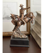 Ebros Rustic Western Rodeo Cowboy W/ Bucking Bull Bronze Electroplated F... - €34,08 EUR