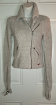 Hollister Gray Sweater Jacket Long Sleeve Buckle Cuffs Full Zip Pockets Size XS - £14.19 GBP