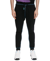 Eleven Paris Men&#39;s Regular-Fit Exposed Seam Fleece Joggers Black W/dresd... - $44.99