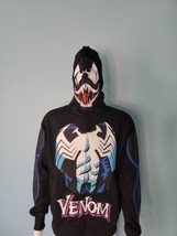 Venom Marvel Comics Mens Medium Zip Up Hoodie Sweatshirt Costume New - £43.24 GBP