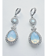 GIVENCHY 925 STERLING SILVER MOONSTONE TEAR DROP EARRINGS - £124.00 GBP