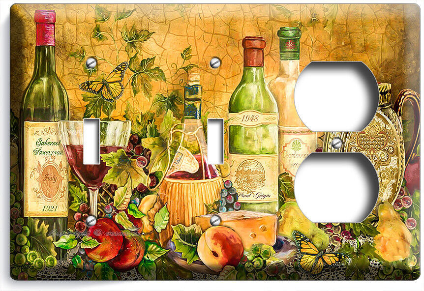 RUSTIC TUSCAN KITCHEN WINE BOTTLE WINE GLASS LIGHT SWITCH OUTLET ART WALL PLATES Item image 9