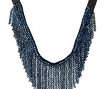 Saachi Azul Marino Cristal Austriaco Cuentas Cuello En V Collar Babero Nwt - $44.96