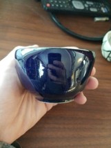 small hand thrown studio pottery bowl  teacup  royal blue Rg artist signed - $223.86 MXN