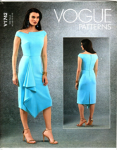 Vogue V1742 Misses 6 to 14 Fitted Asymmetrical Dress Uncut Sewing Pattern - £18.49 GBP