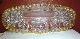 Antique American Brilliant Cut Glass Relish Dish Clear with Gold Gilt - £10.06 GBP